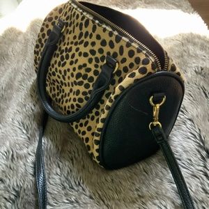 Anthropologie leather Cheetah print purse